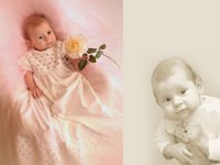Baby mit gelber Rose