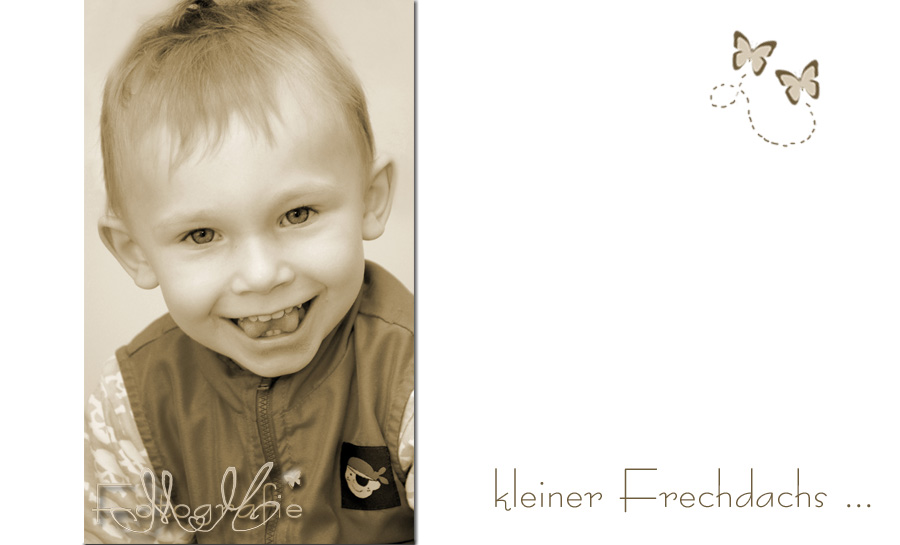 ein wunderschönes Portrait von Lennox in sepia - mit seinem frechen Grinsen