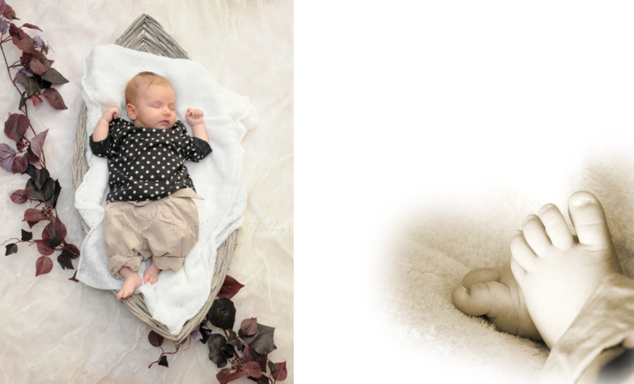 Schlafendes kleines Baby in einem Körbchen