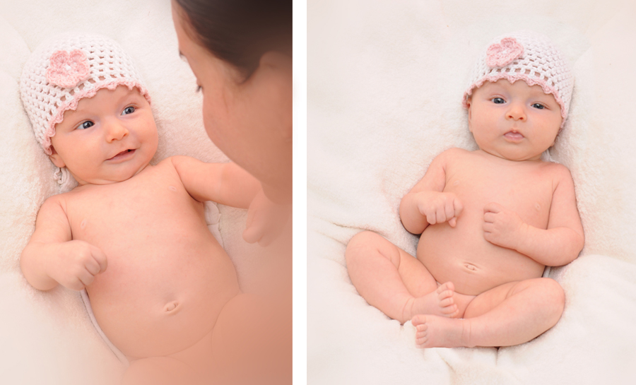 kleines Baby mit einem Häkelmützchen