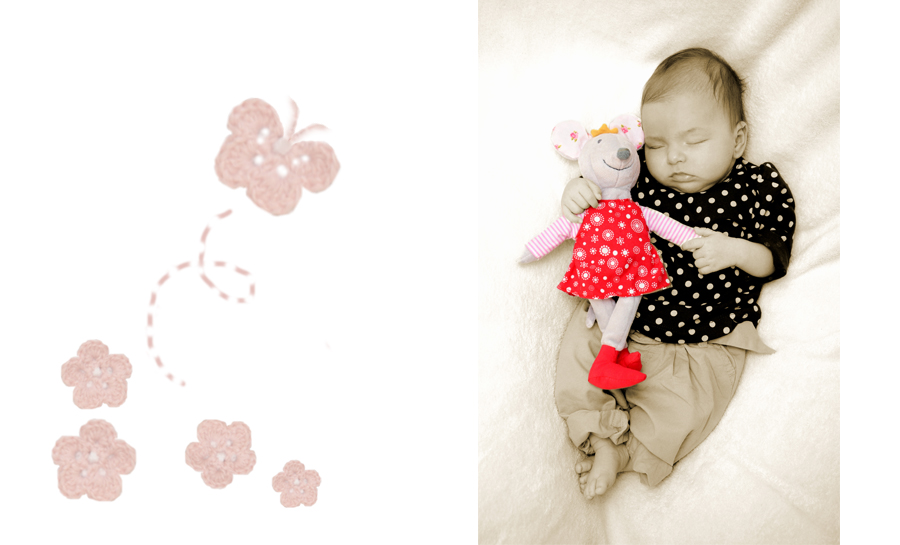 Fotografie sepia mit Farbe - schlafendes baby