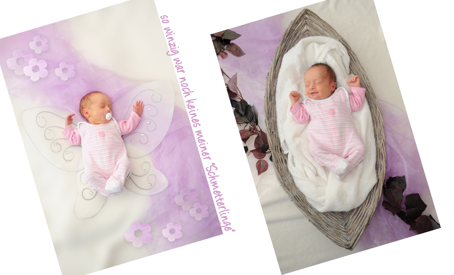 baby mit Schmetterlingsflügeln, baby im Körbchen