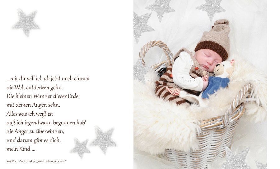kleines Baby Junge in einem Körbchen mit Kuscheltier