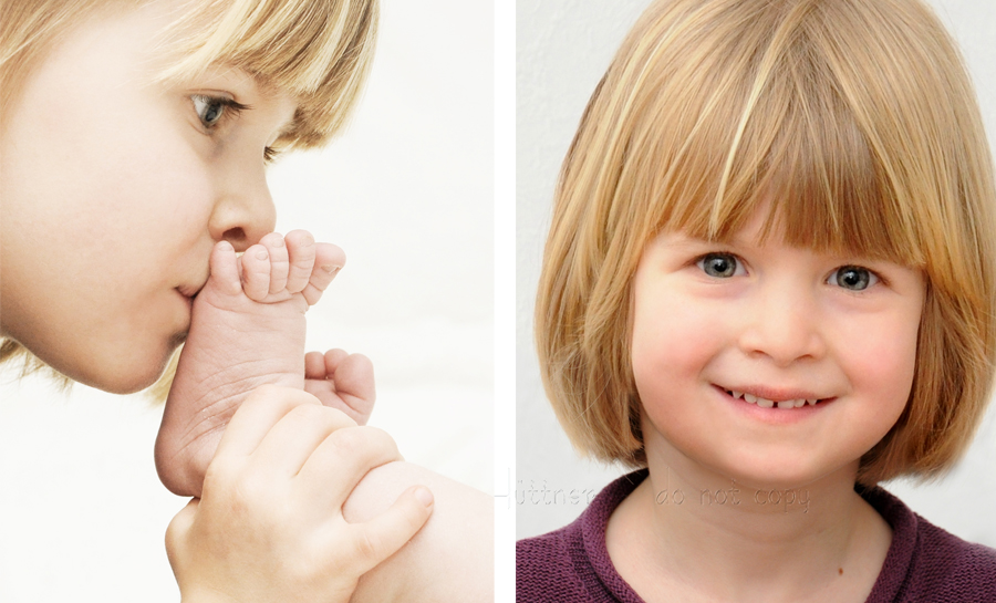 Babyfotoshooting mit Baby und der großen Schwester