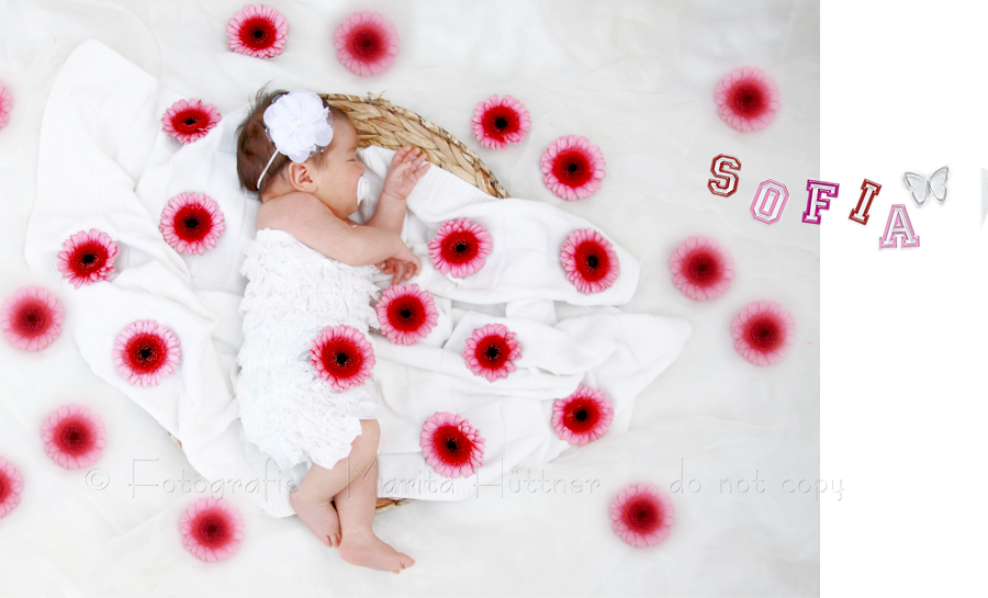 Fotografie Marita Hüttner, Baby in einem Korb