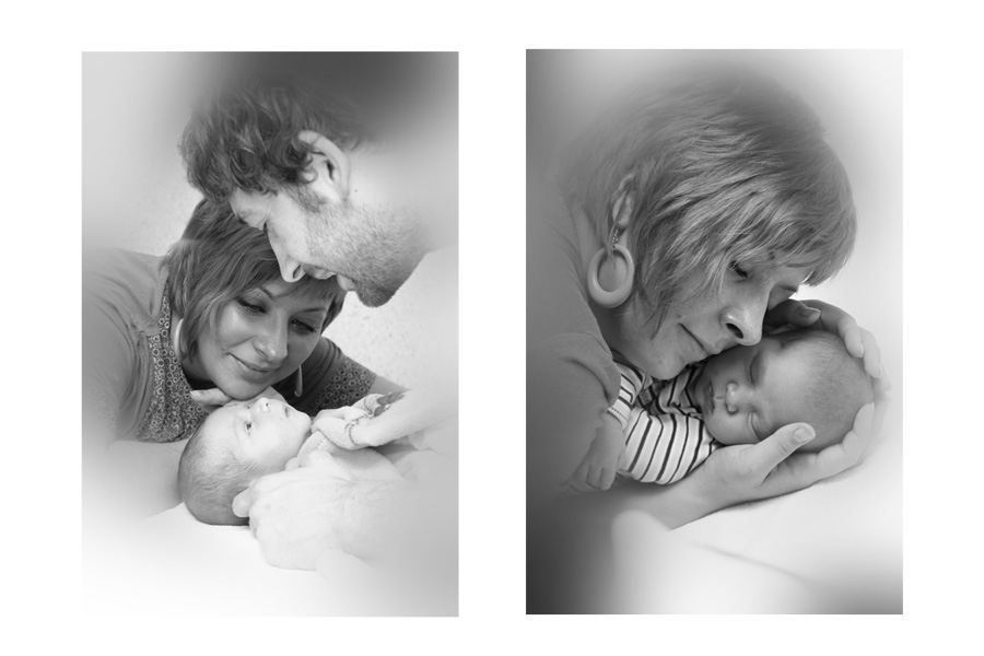Fotografie von einem kleinen Baby mit Mama und Papa.